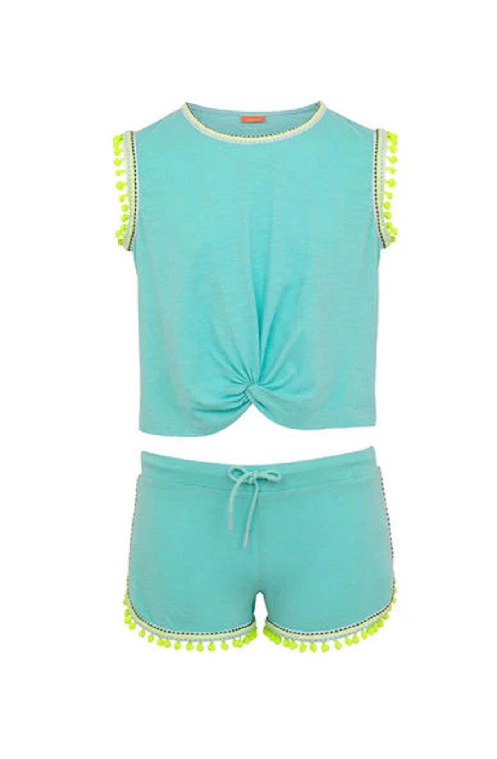 Sunnylife Girls Aqua Pompom Trim Jersey Set